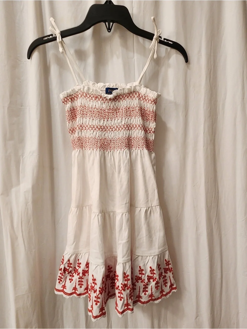 NWT Polo Ralph Lauren Smocked Eyelet‎ Embroidered Cotton Jersey Dress Classic